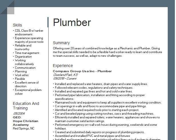 How To Make A Plumber Resume More Responsive Educational Training Company Get Tips On